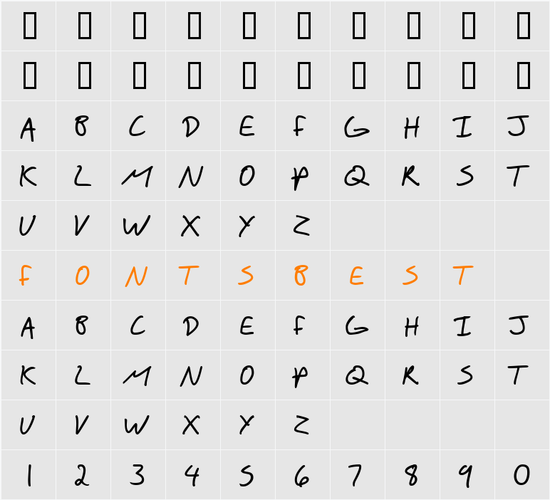 SF Scribbled Sans SC Character Map