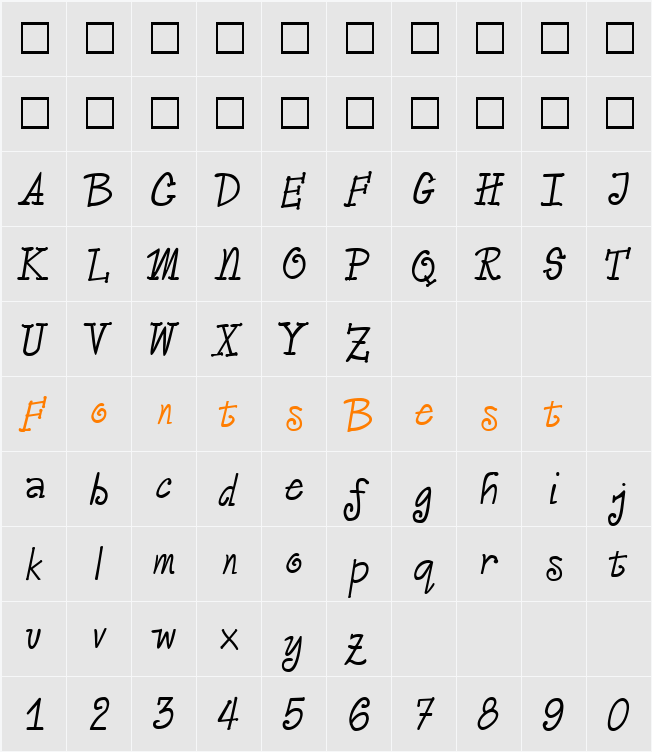 556-CAI978 Character Map
