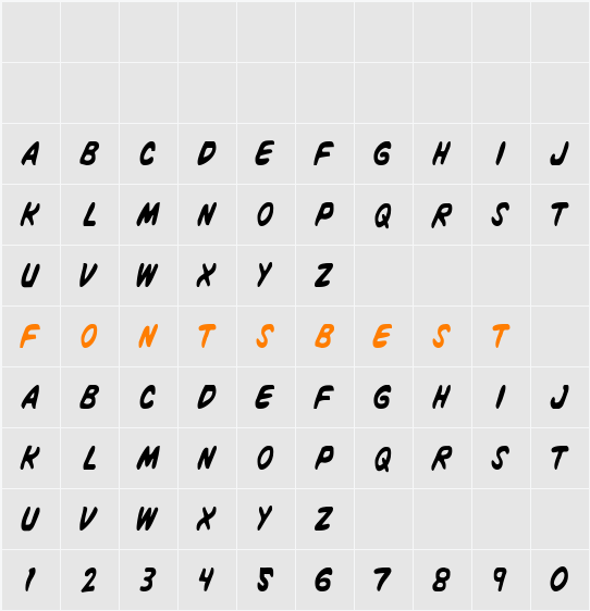 Vigilante Notes Condensed Character Map
