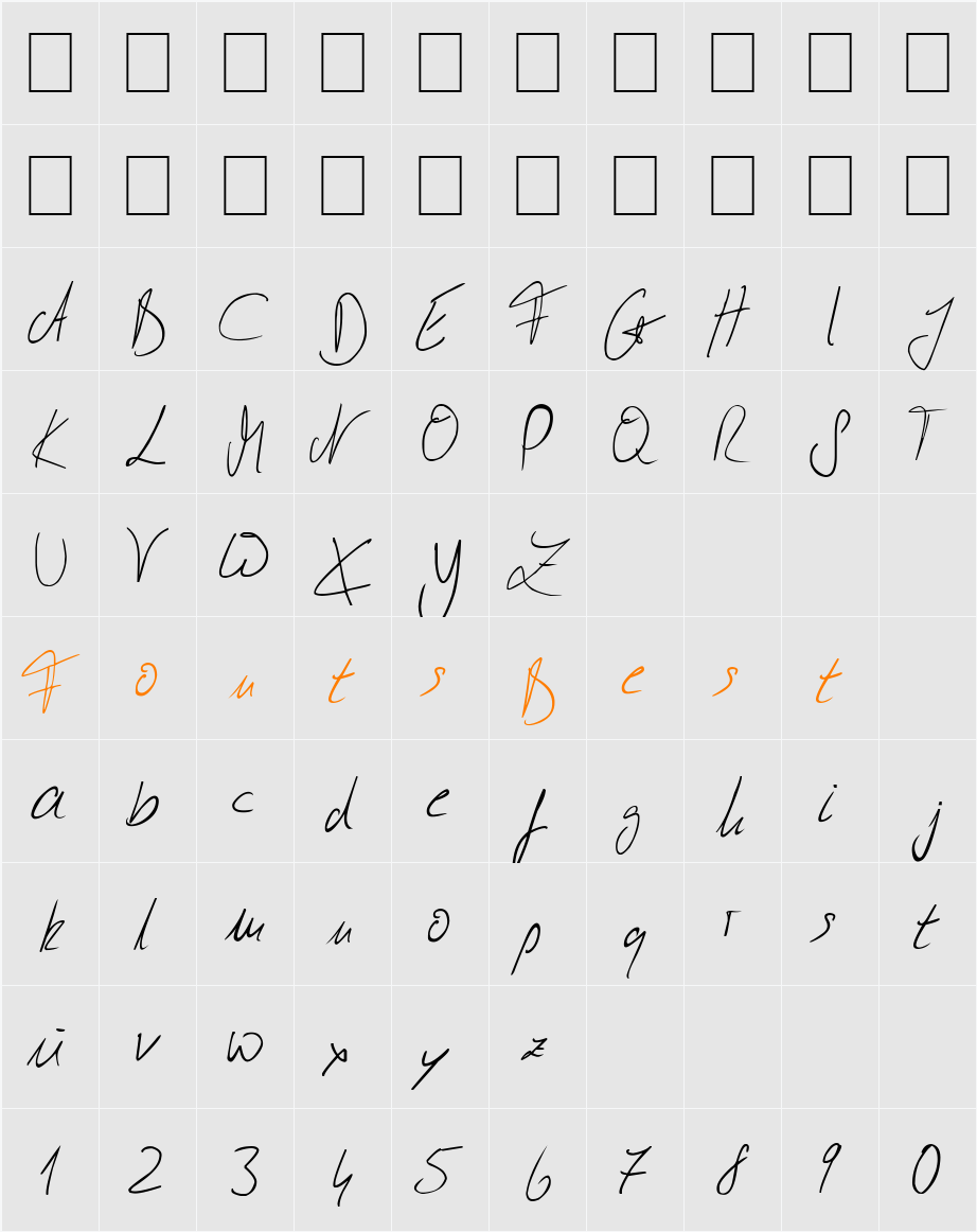 Julliscriptum Reloaded Character Map