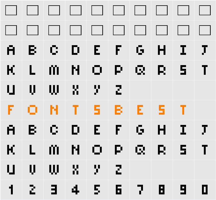 PixelSix10 Character Map