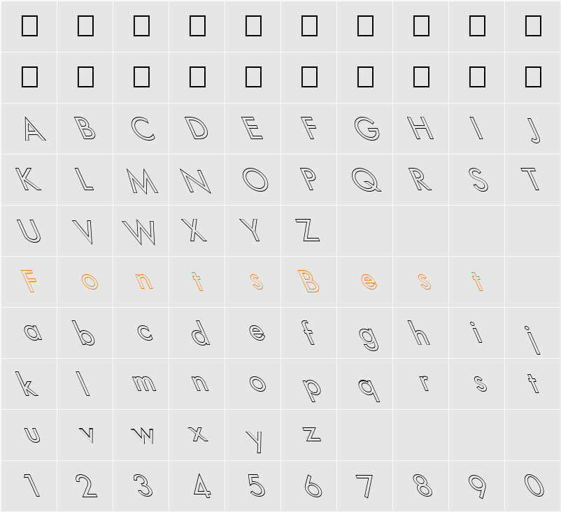 FZ BASIC 18 HOLLOW LEFTY Character Map