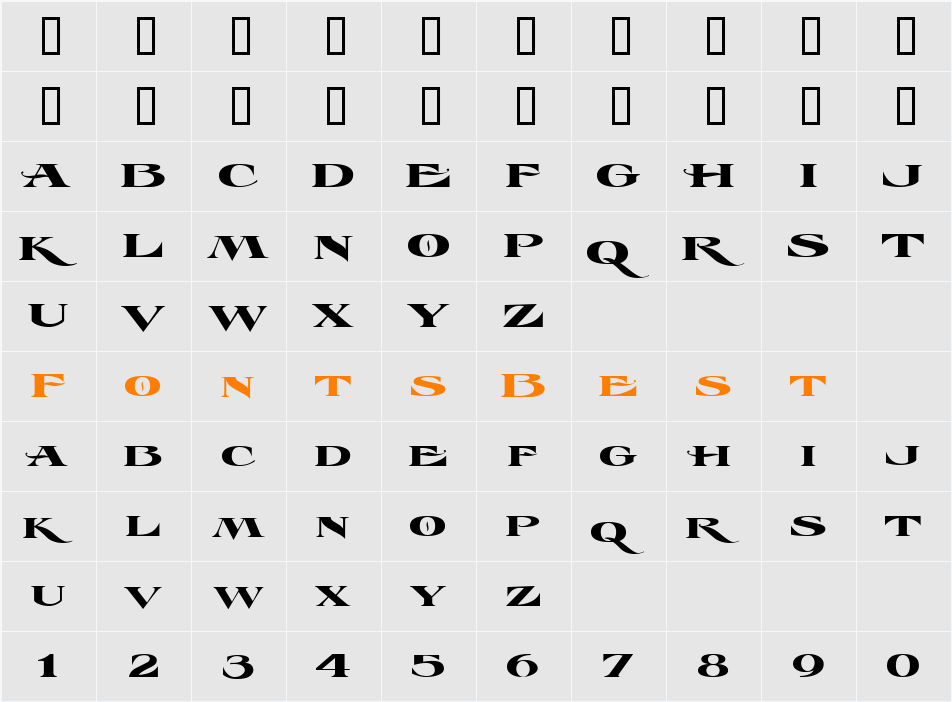 LHF Esoteric 3 REG Character Map