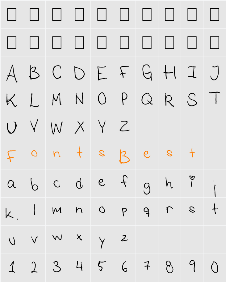 Saras Font 1 Character Map