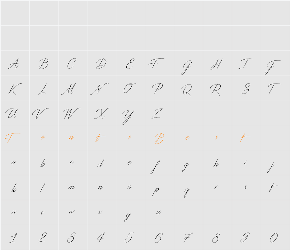 Distant Stroke Character Map
