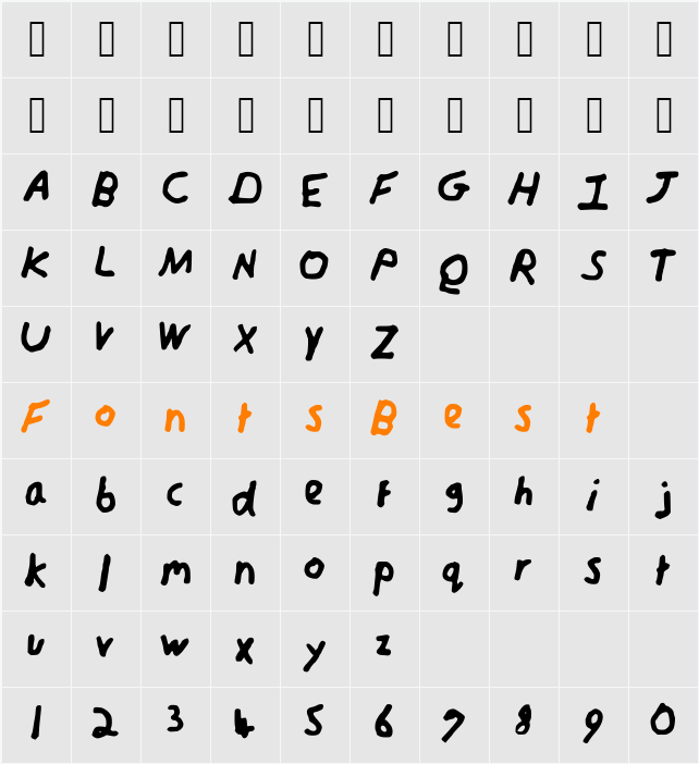 Harveyfont Character Map
