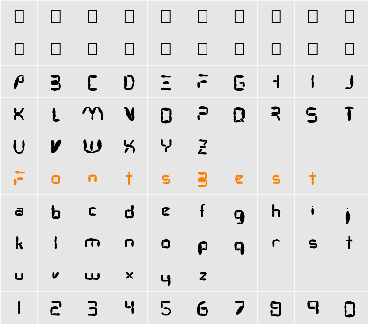 FZ DIGITAL 7 MANGLED Character Map