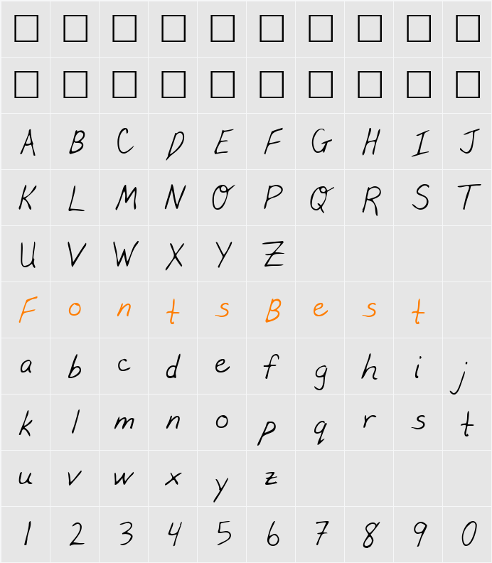 DunnsHand Character Map