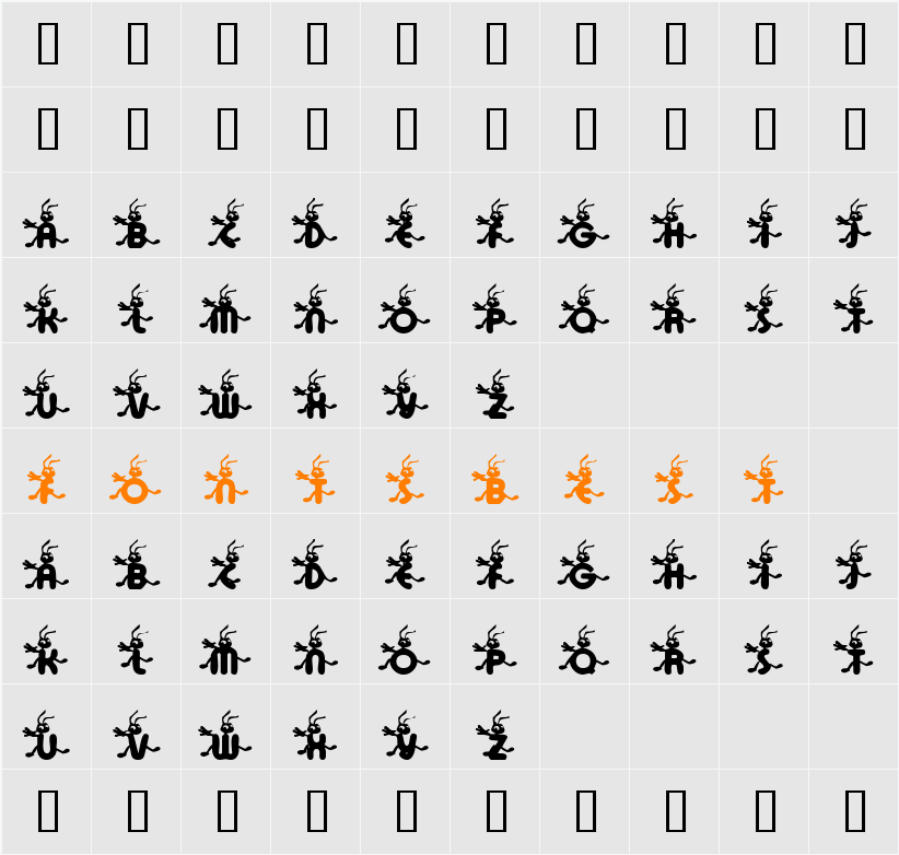 KR Ants Character Map