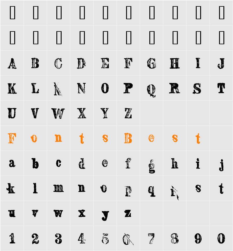 SextonSerif Character Map