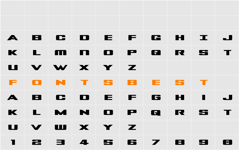 Tigershark Bold Character Map