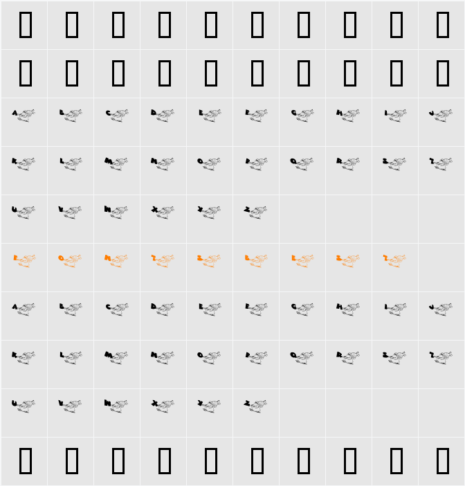 KR Font Sleigh Character Map