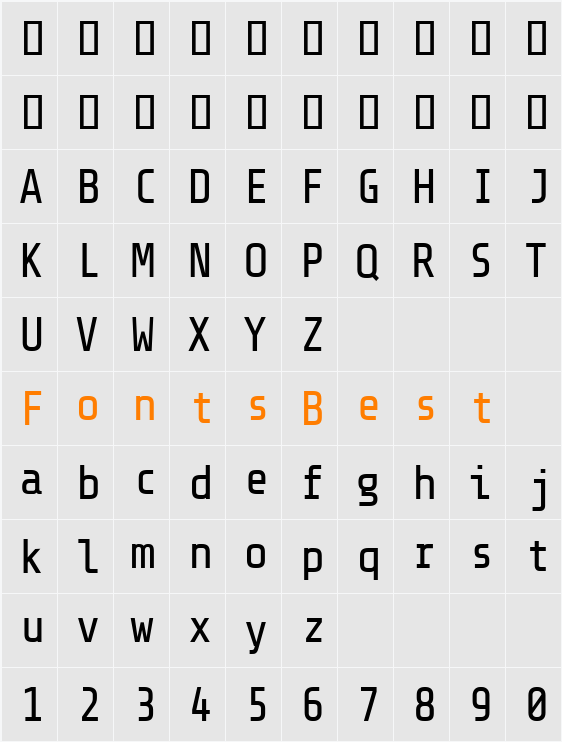 Share-TechMono Character Map
