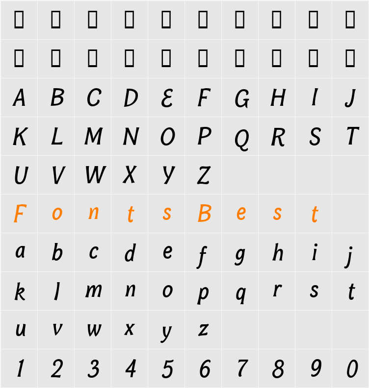 Bonobo SemiBold Character Map