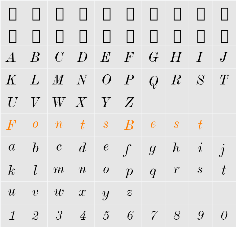 DeVinne BT Character Map
