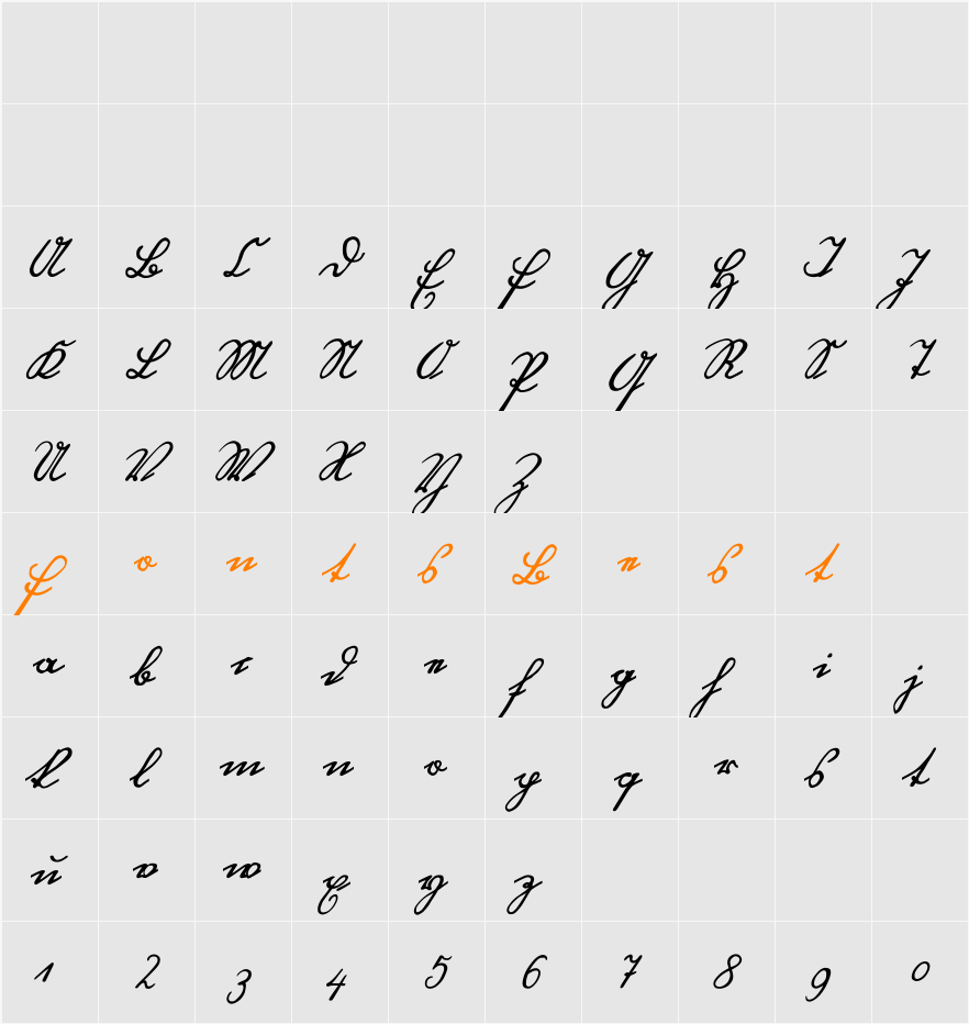 Ottilie U1AY Character Map