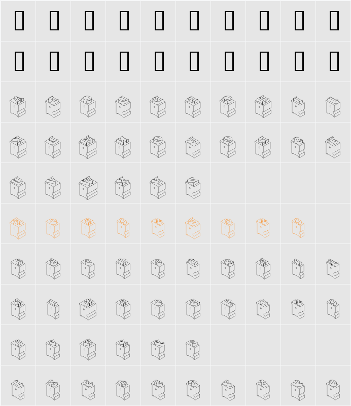 LeadTypeLeft Character Map