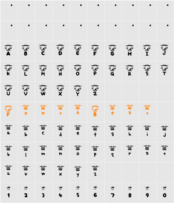 Petit-w Font Character Map