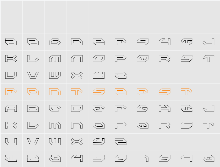 Taskforce Condensed Outline Character Map