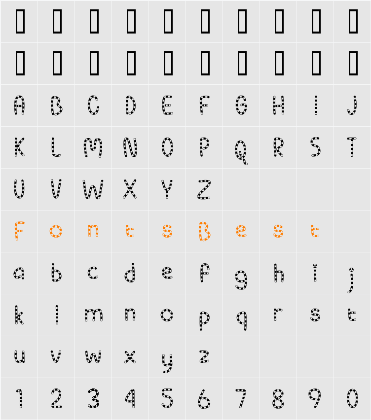 3代呼吸英文-花棒体 Character Map