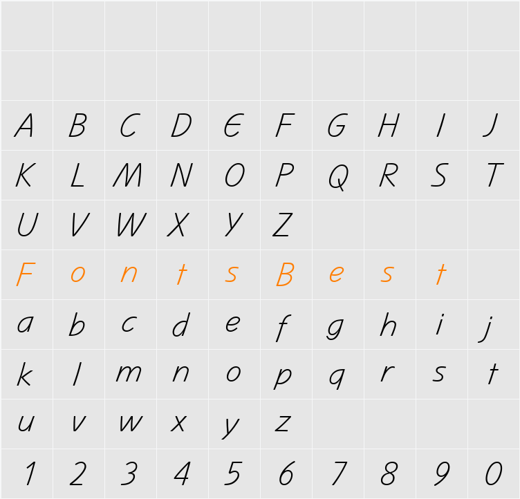 Mano LT Light Character Map
