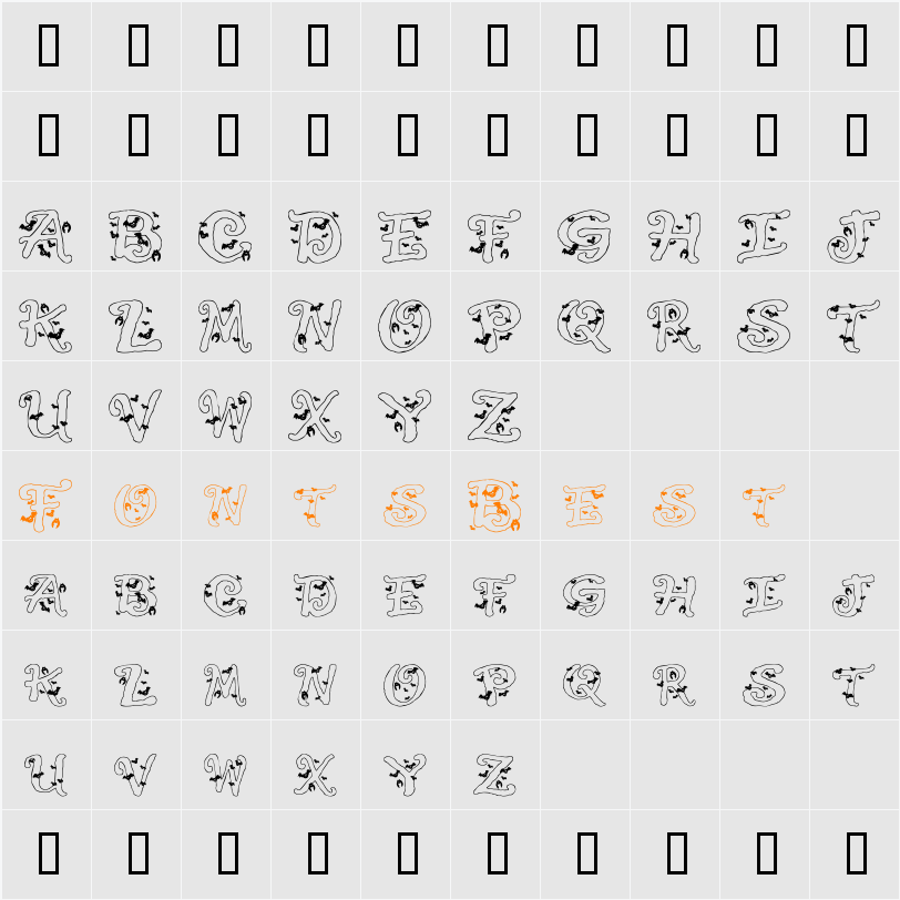 Halloween Bats Character Map