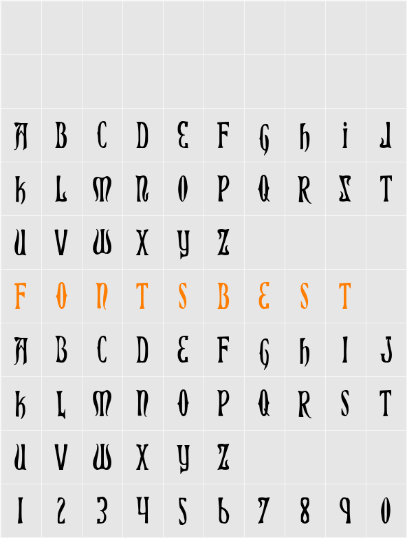 Xiphos Condensed Character Map