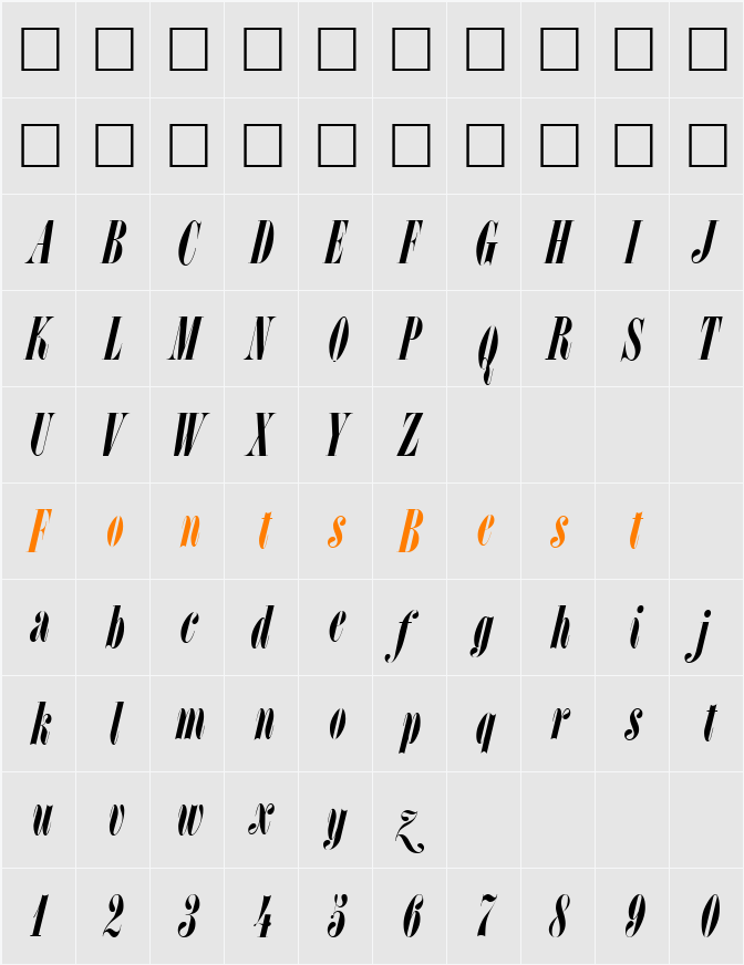 L Character Map