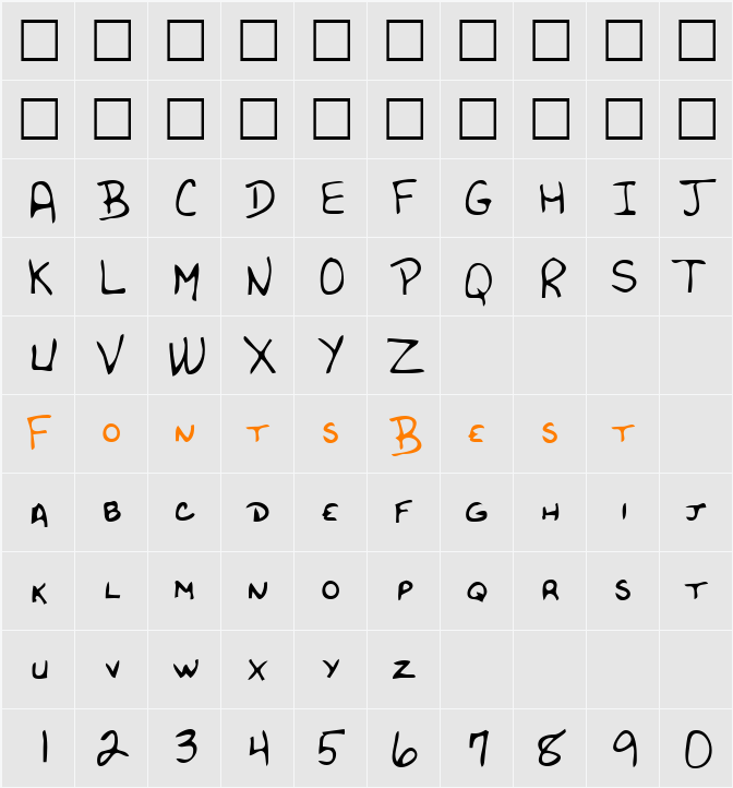 LestersHand Character Map
