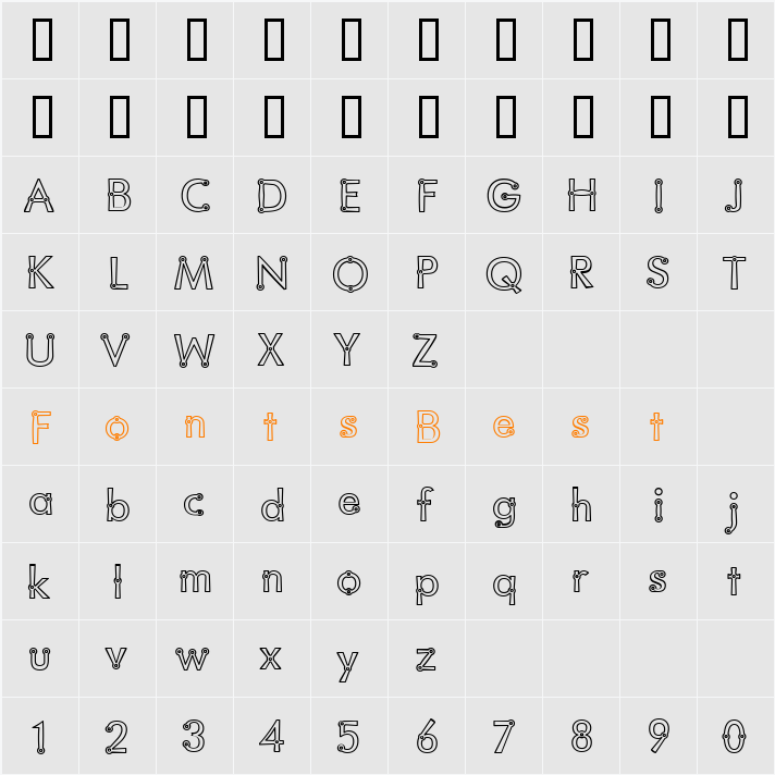 Blacksmith Delight Outlined Character Map