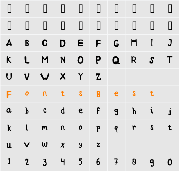 bundafont Character Map