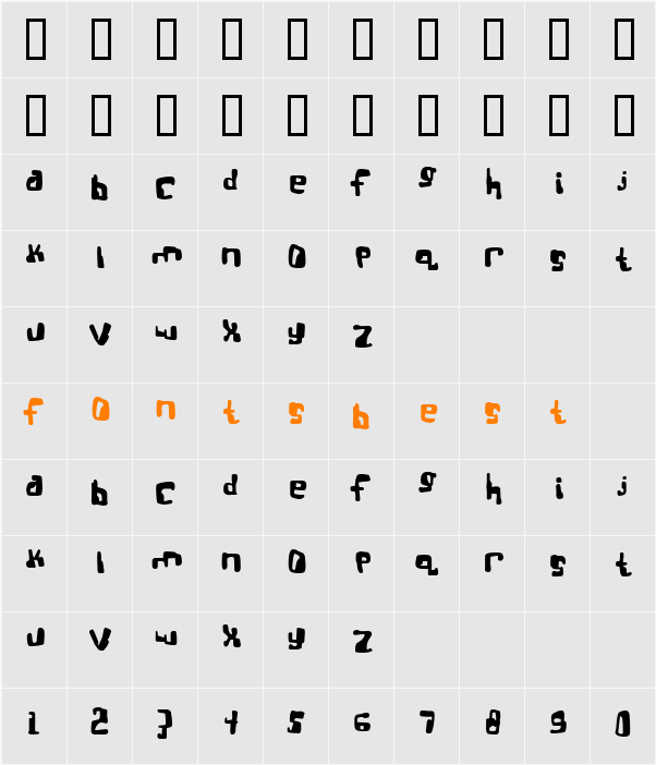 Real Bttsoief Character Map