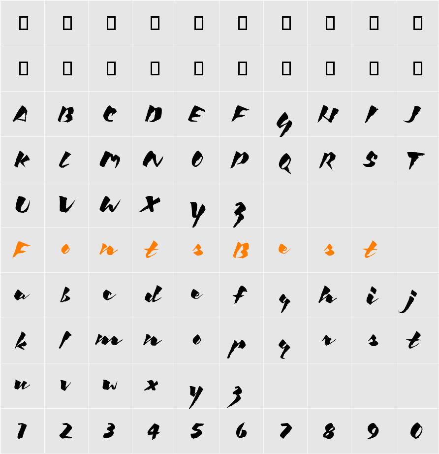 Kick ITC TT Character Map