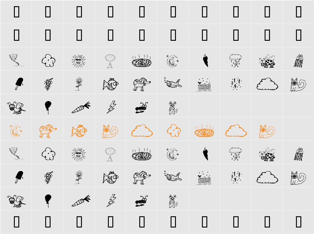 KR Silly Art Dings Character Map