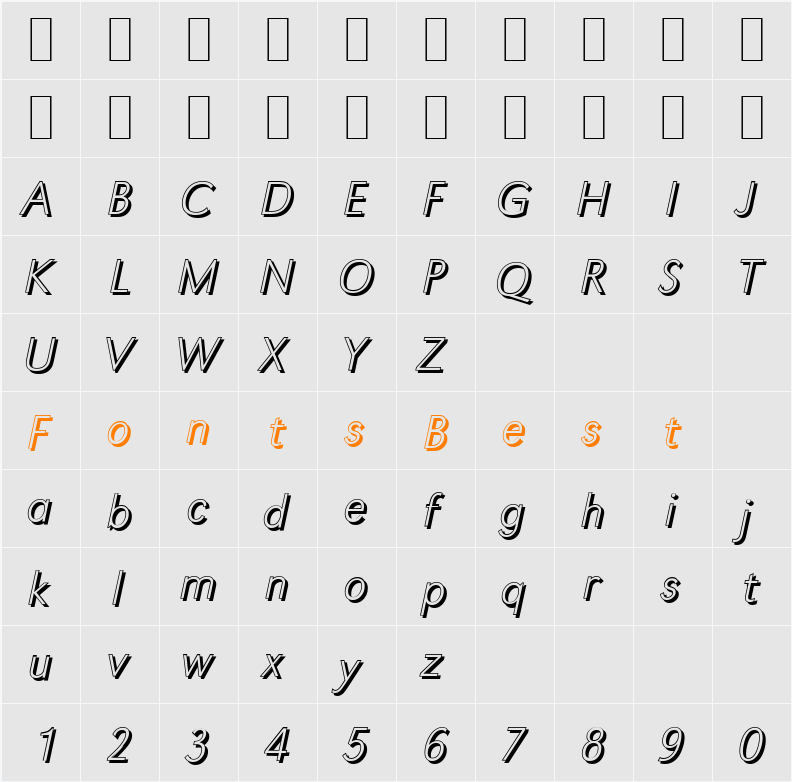 GroteskSh-Xlight Character Map