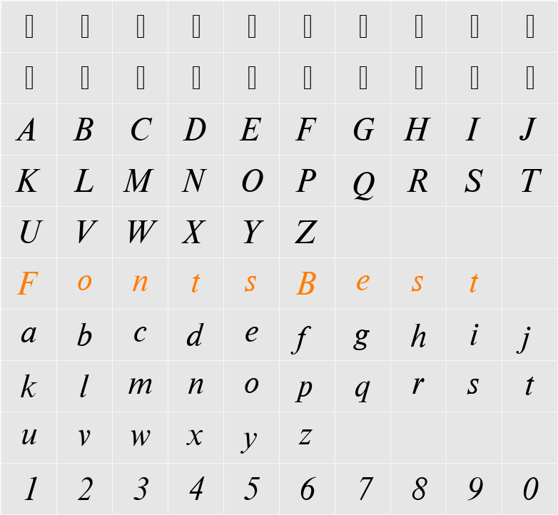 NimbusRomD Character Map