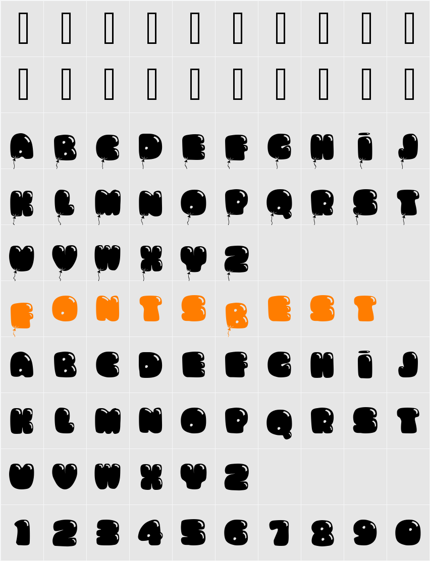 JI-Pointe Character Map