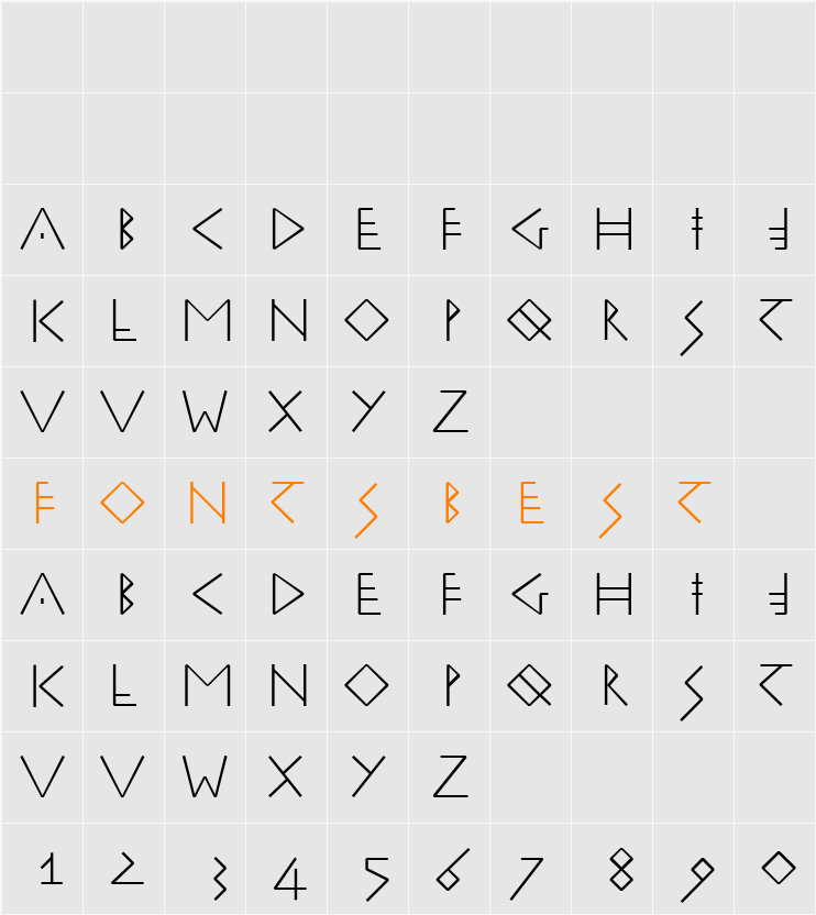 RuniK50 Character Map