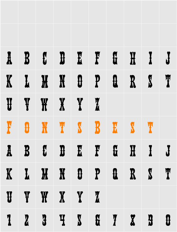 Texas Ranger Condensed Character Map
