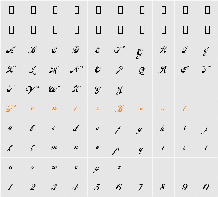 Ephemera LHF Alternates Character Map