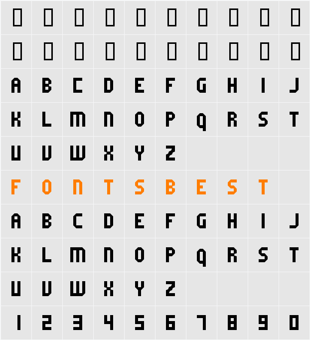 Fruity microfont Character Map