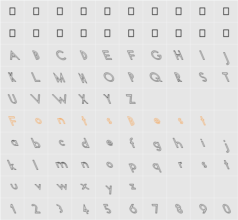 FZ BASIC 19 HOLLOW LEFTY Character Map