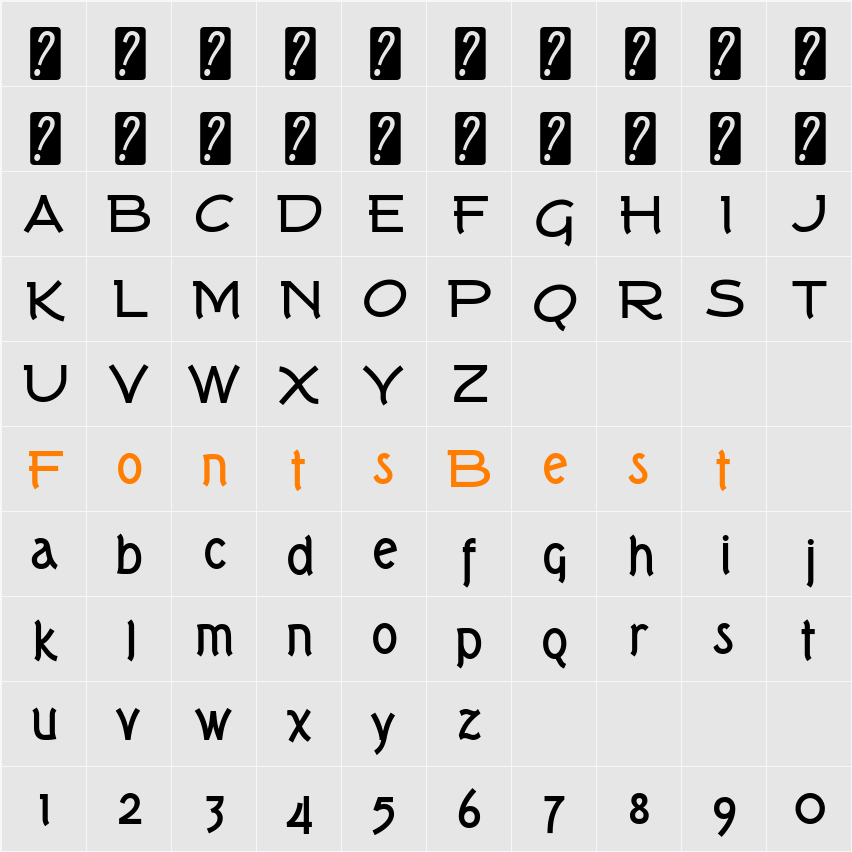 Tork Character Map