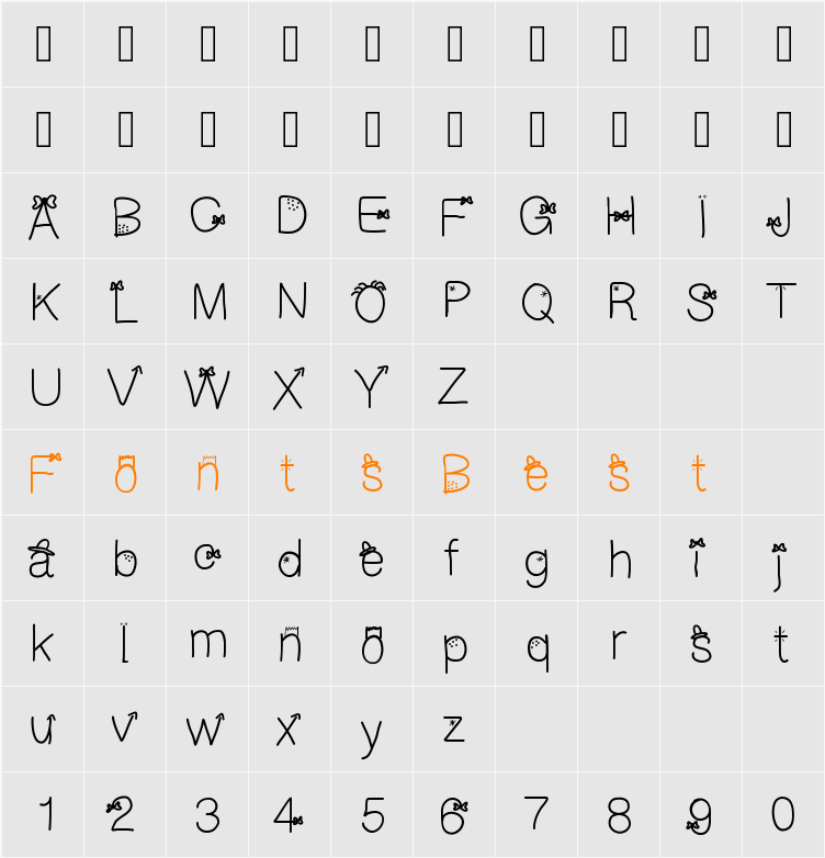galFont Character Map