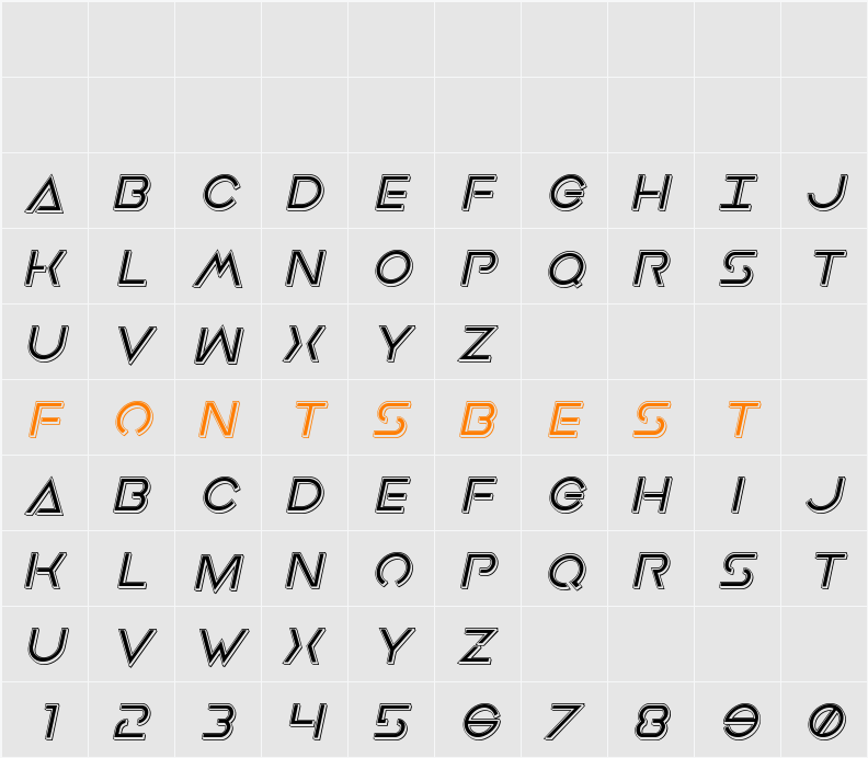 Earth Orbiter Punch Italic Character Map
