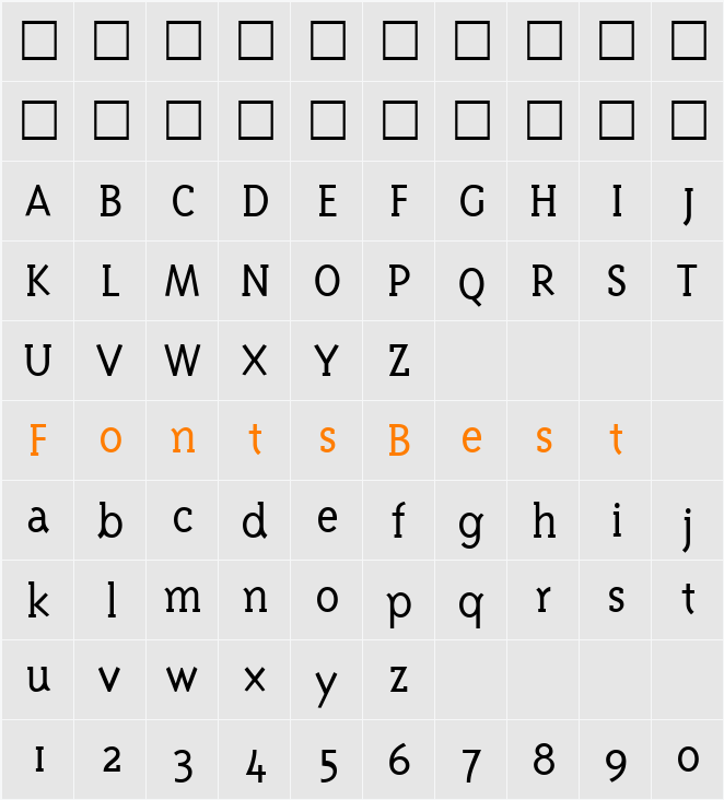 TriplexSerifLightOldstyle Character Map