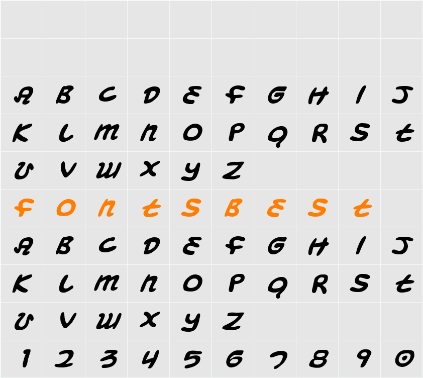 Magic Beans Italic Character Map