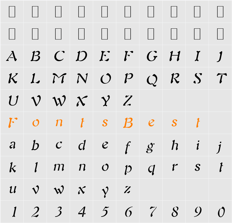 Freedom 9 Character Map