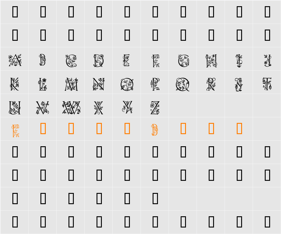 Eve Initials Character Map
