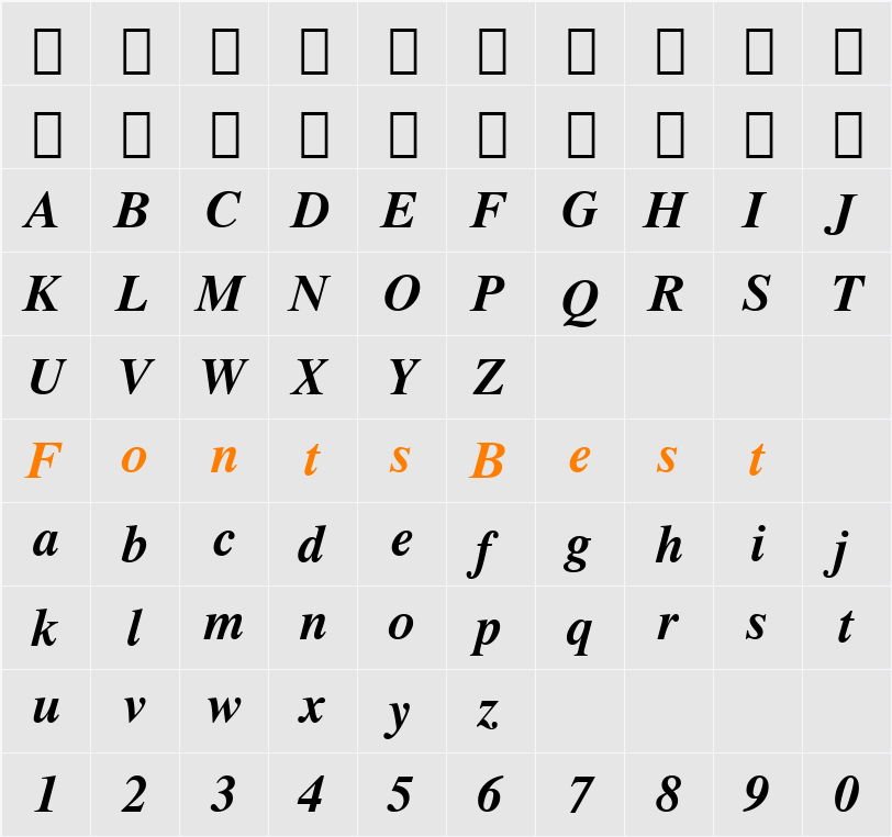 Dutch 801 SWA Character Map